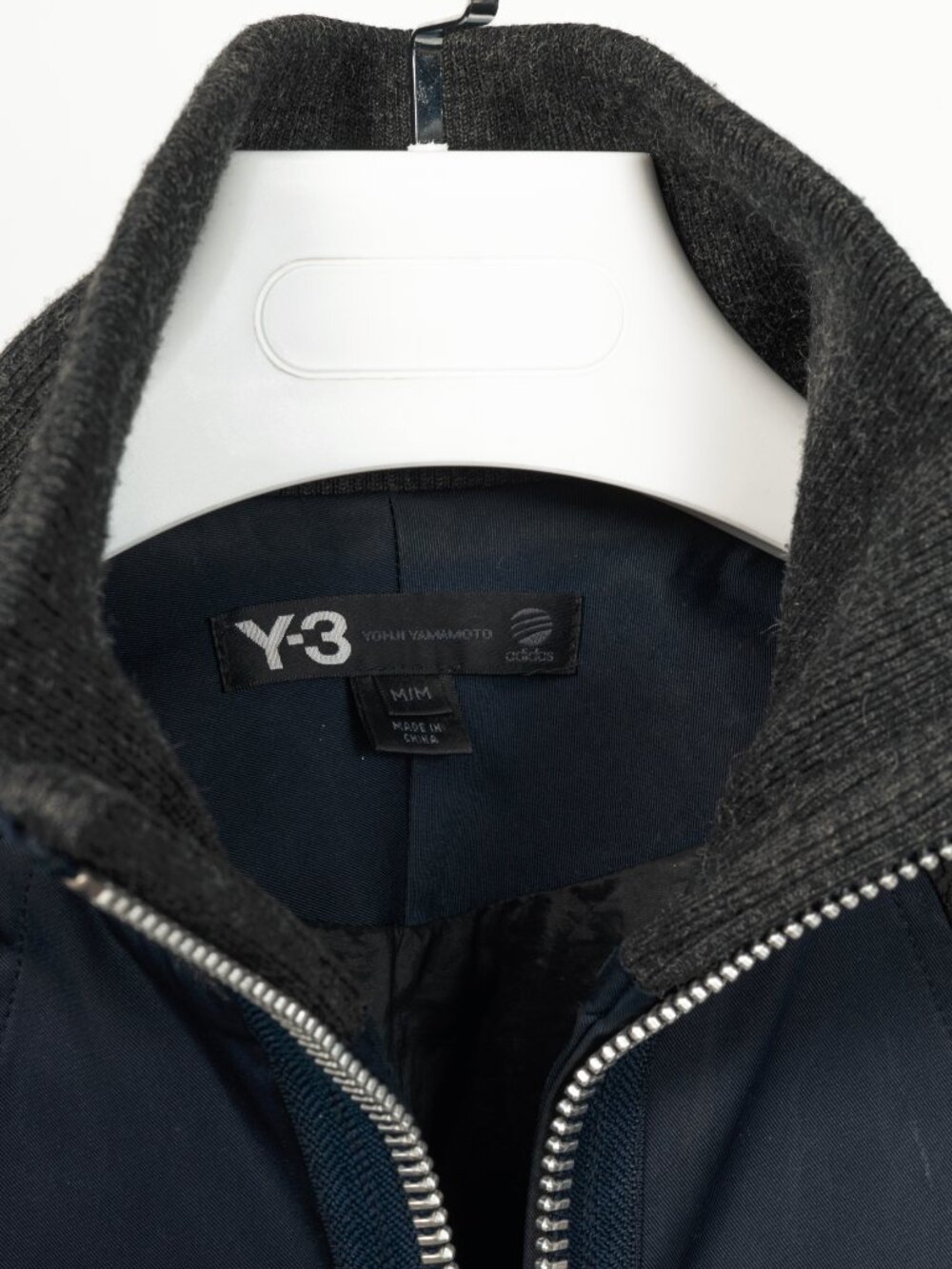 Y-3 AW14 Runway Navy & Black Mixed-Media Bomber Jacket - Picture 10 of 13